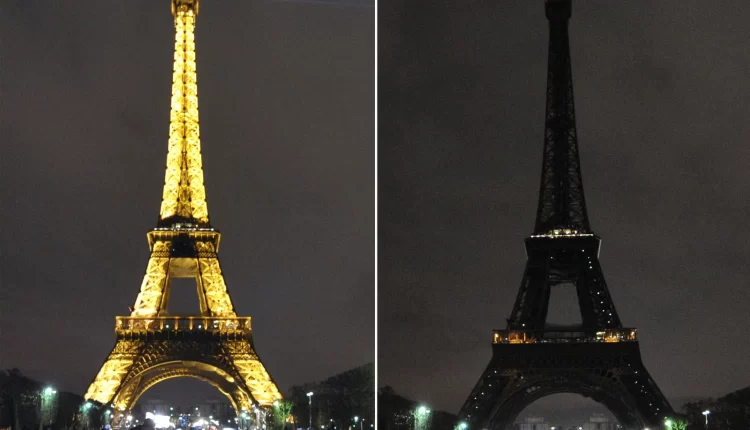 Eiffel Tower's Silent Night: Paris Stands with Morocco